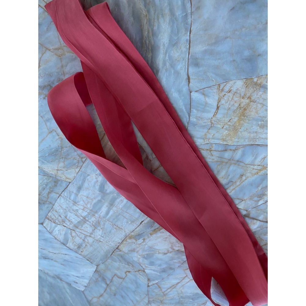 Coral Red Long Fabric Sash Belt Waist Tie 77 Inch Solid Color Accessory Scarf